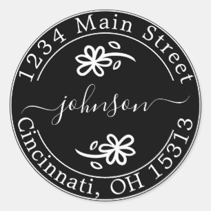 Sticker Rond Créez votre propre adresse de retour ronde Classiq