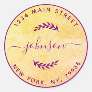 Sticker Rond Créez votre propre adresse de retour ronde Violet 