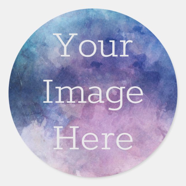 Sticker Rond Créez votre propre aquarelle bleu + mauve (Devant)