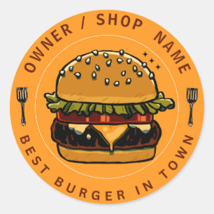 Sticker Rond Créez votre propre Boutique d'affaires Burger pers