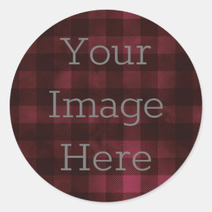 Sticker Rond Créez votre propre carte rouge + noir Buffalo Chec