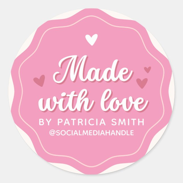Sticker Rond Créez votre propre Fabriqué avec amour mignon entr (Devant)