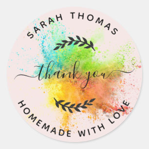 Sticker Rond Créez votre propre maison faite avec Merci d'amour