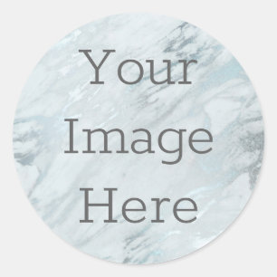 Sticker Rond Créez votre propre marbre d'argent métallique Faux