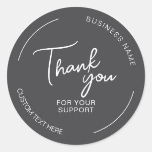 Sticker Rond Créez Votre Propre Merci Gris Entreprise