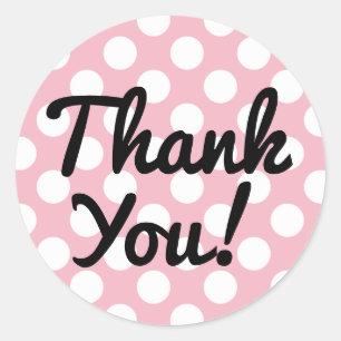 Sticker Rond Créez votre propre Merci Polka Blanc