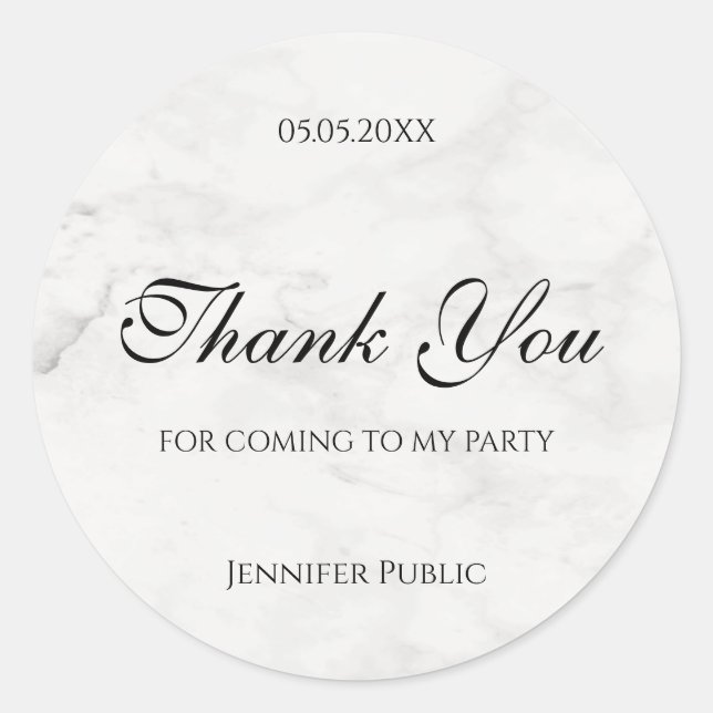 Sticker Rond Créez votre propre Modèle de script main Merci (Devant)