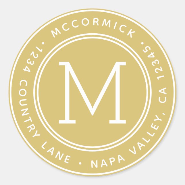 Sticker Rond Créez votre propre Monogramme Adresse de retour Go (Devant)