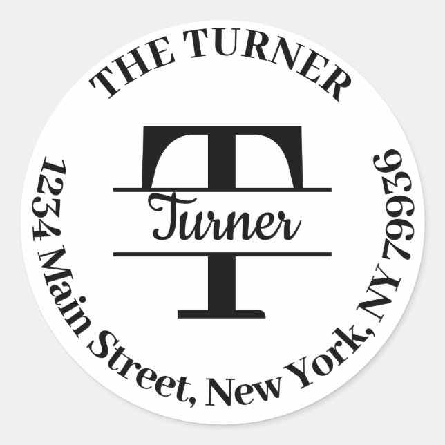 Sticker Rond Créez Votre Propre Monogramme D'adresse De Retour  (Devant)