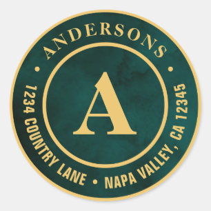 Sticker Rond Créez votre propre monogramme d'adresse de retour 