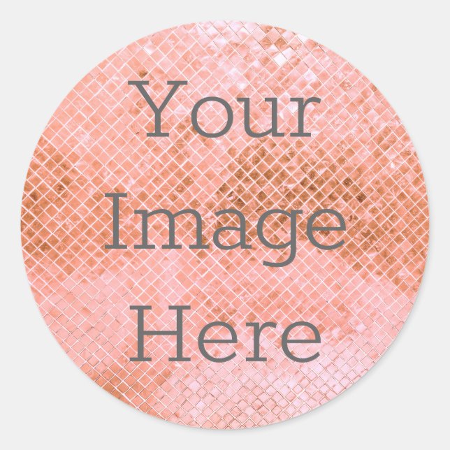 Sticker Rond Créez votre propre Rose Gold Diamond Tile Faux Foi (Devant)
