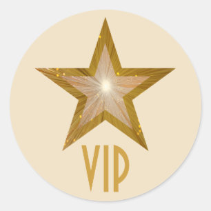 Sticker Rond Crème autocollante ronde "Gold" Star VIP
