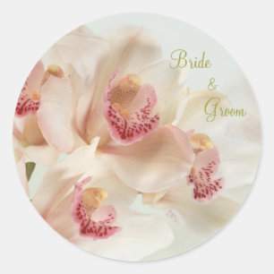 Sticker Rond Crème blanche Orchidées en plein Mariage de fleurs