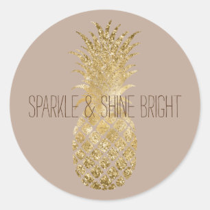 Sticker Rond Crème Brown Parties scintillant Glitzy ananas Spar