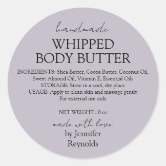 Sticker Rond Crème corporelle artisanale lilas bio