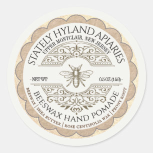 Sticker Rond Crème Cuticale vintage Pomme à la main avec l'abei