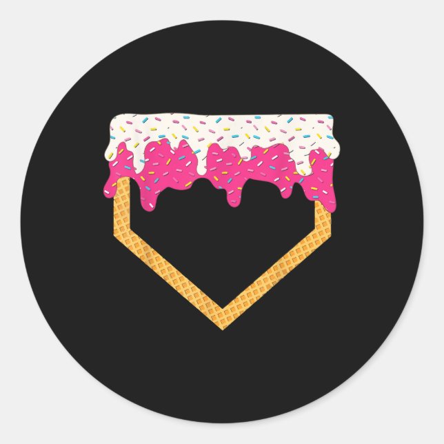 Sticker Rond Crème de baseball Cream Dripping Baseball Home Pla (Devant)