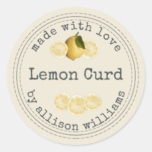 Sticker Rond Crème de citron maison rustique Antique blanche