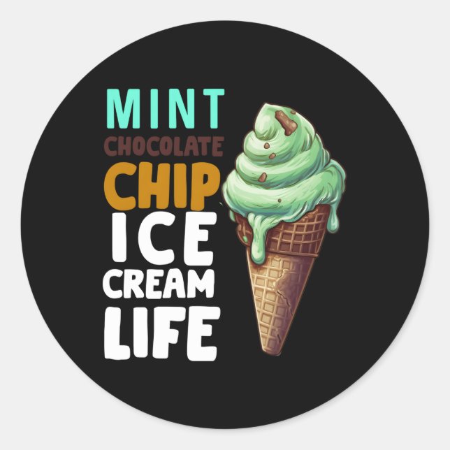 Sticker Rond Crème de glace au chocolat à la menthe pour (Devant)