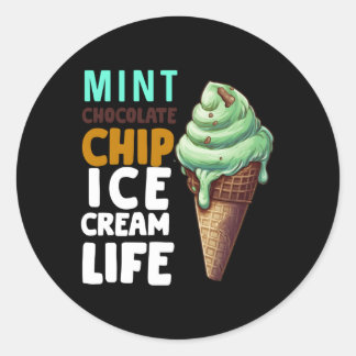 Sticker Rond Crème de glace au chocolat à la menthe pour