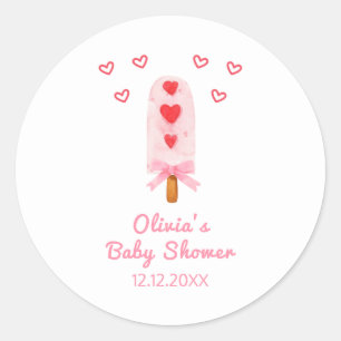 Sticker Rond Crème de glace Bow Coeur Rose Prêt À Pop Baby show