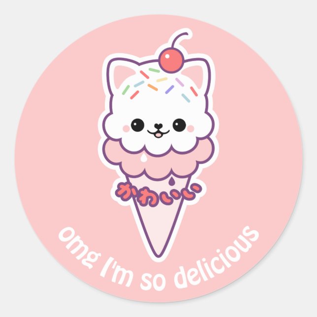 Sticker Rond Crème de glace Kitty (Devant)