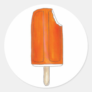 Sticker Rond Crème de glace orange, crème glacée Popsicle Junk 