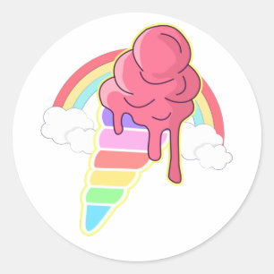 Sticker Rond Crème de glace Unicorne