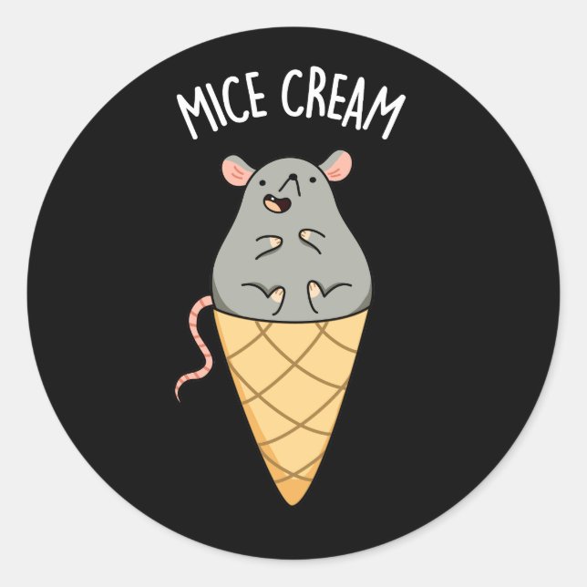 Sticker Rond Crème de souris amusant crème glacée jeu de crème  (Devant)