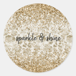 Sticker Rond Crème Empreinte de léopard Glitzy Sparkle