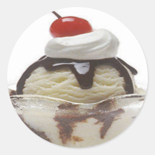 Sticker Rond Crème glacée au chocolat Sundae