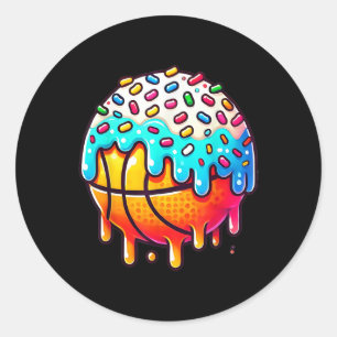 Sticker Rond Crème glacée Basketball Driys Girls Basketba