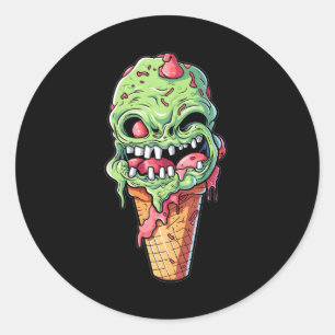 Sticker Rond crème glacée-cône-avec-collection-petit-monstre(7)