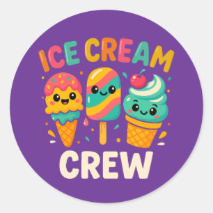 Sticker Rond Crème glacée Crème glacée mignonne