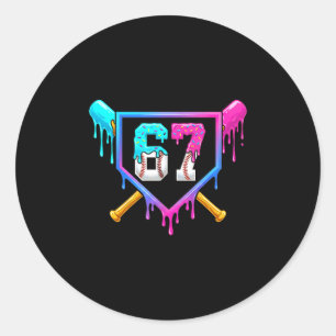 Sticker Rond Crème glacée de baseball qui goutte 67 Six Sept Mè