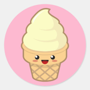 Sticker Rond Crème glacée de Kawaii