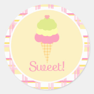 Sticker Rond Crème glacée douce Toppers/Stickers Cupcake Annive