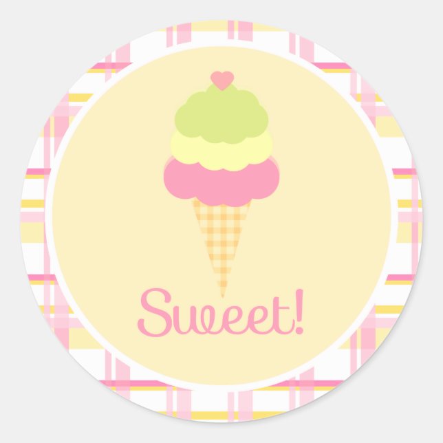 Sticker Rond Crème glacée douce Toppers/Stickers Cupcake Annive (Devant)