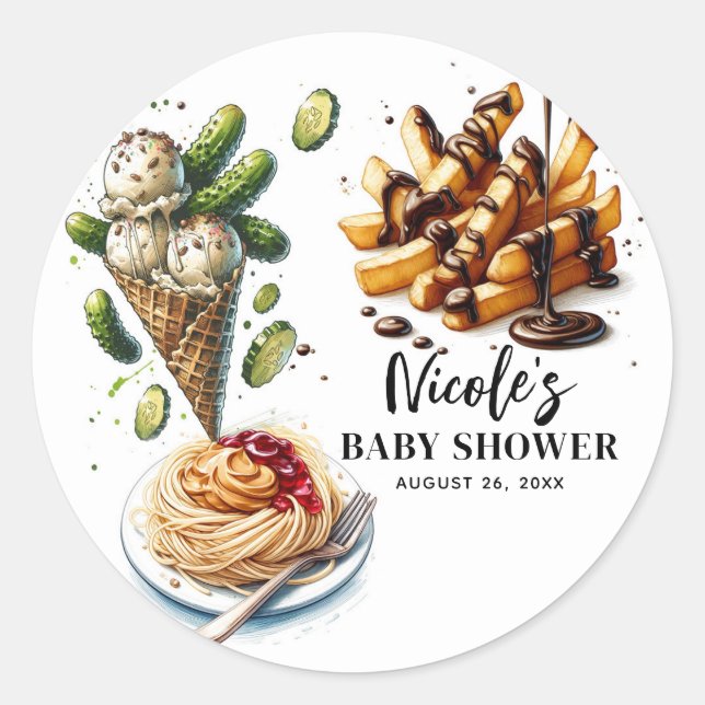 Sticker Rond Crème glacée et chicules Baby shower de craquelure (Devant)