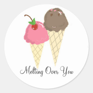 Sticker Rond Crème Glacée - Fondue Sur Vous