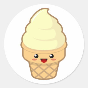 Sticker Rond Crème glacée Kawaii