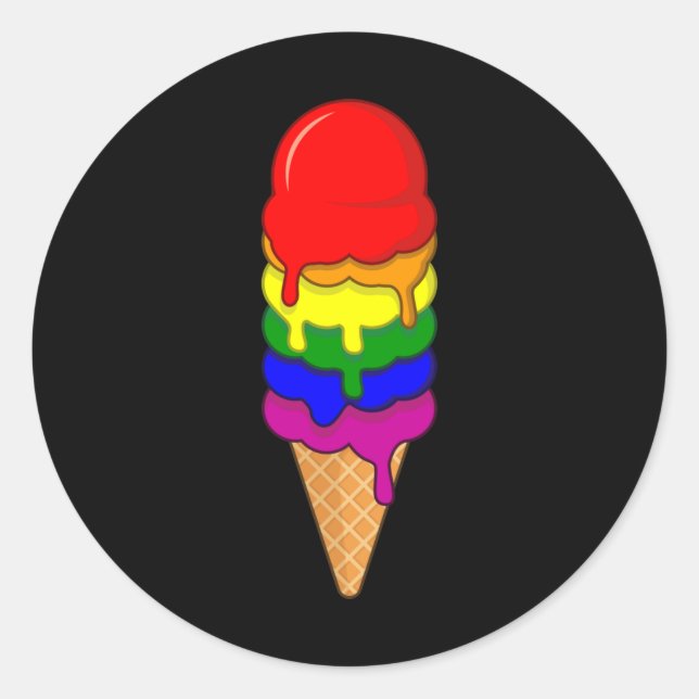 Sticker Rond Crème glacée LGBT Prith Moth LGBTQ Rainbow Flag (Devant)