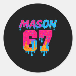Sticker Rond Crème Glacée Six Seven Dégoulinante Srt 67 Mason M