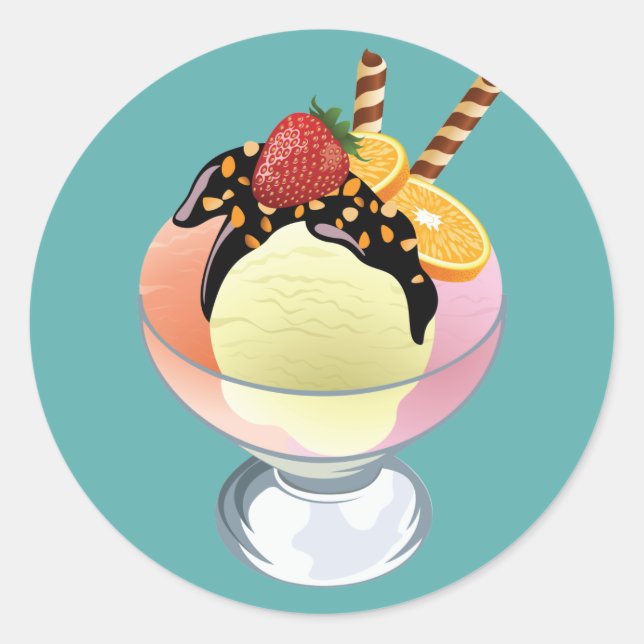 Sticker Rond Crème glacée Sundae (Devant)