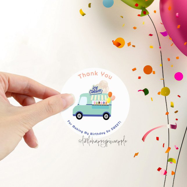 Sticker Rond Crème glacée Vous hurlez Anniversaire (Créateur téléchargé)