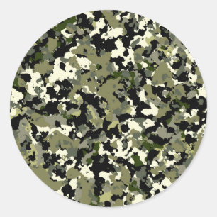 Sticker Rond Crème noire verte Camouflage Motif Favoriser