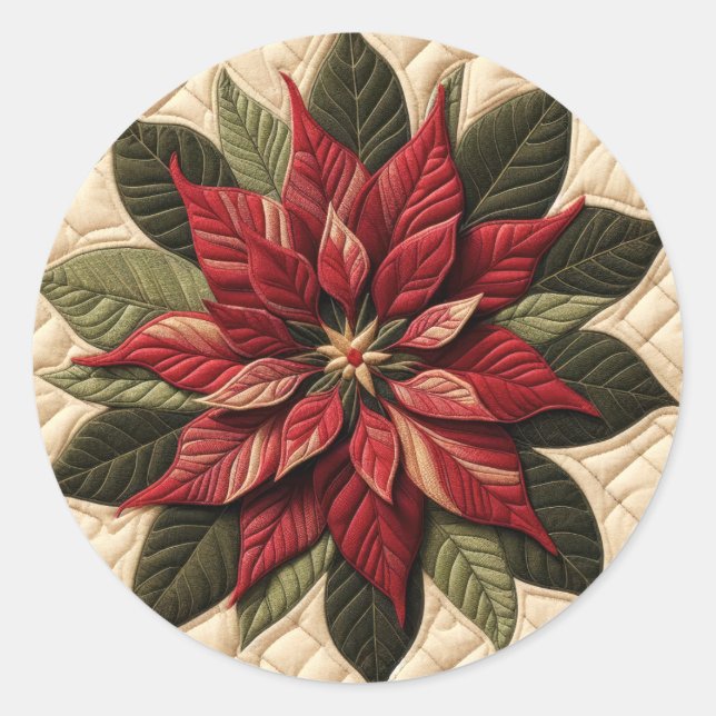 Sticker Rond Crème Poinsettia Motif dorée (Devant)