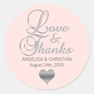 Sticker Rond Crème rose pâle Rose Mariage Amour & Merci