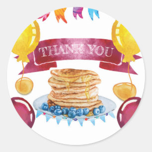 Sticker Rond Crêpes et pyjamas Anniversaire Merci