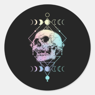 Sticker Rond Crescent Moon Crâne Occulte Cuisine Pastel Goth